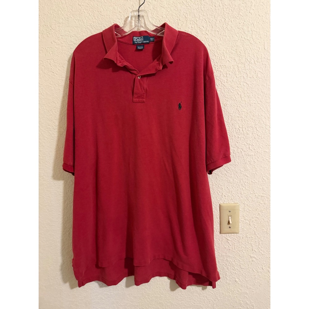 Polo Ralph Lauren Mens 2XLT Red Short Sleeve Pique Polo Shirt Tall Fit Logo